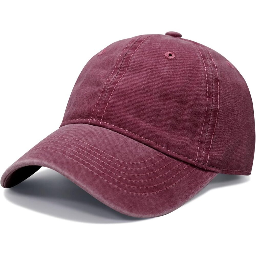Baseball Cap Wine Red(Washed) Golf Dad Hat Men Women Plain Cap